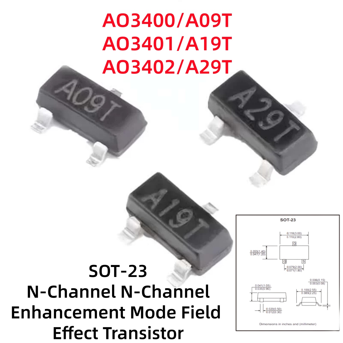 100-500 piezas AO3400/A09T AO3 - Diy Electronics Youtube Channel reseña y precio